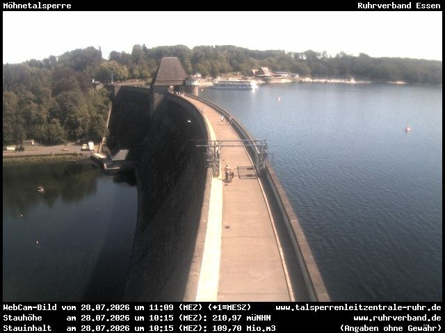 Archiv Foto Webcam Sperrmauer mit Blick auf den Möhnesee in Günne