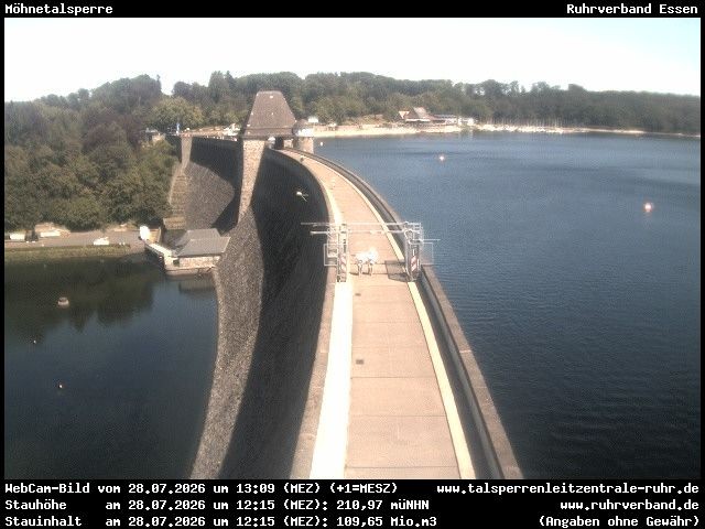 Archiv Foto Webcam Sperrmauer mit Blick auf den Möhnesee in Günne