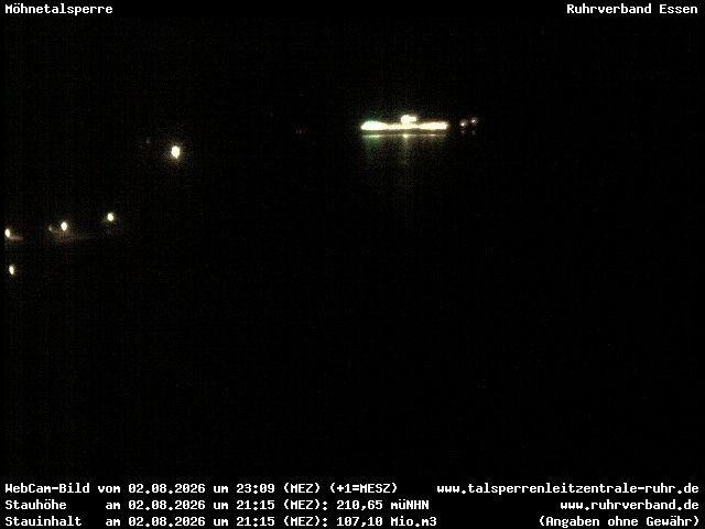 Archiv Foto Webcam Sperrmauer mit Blick auf den Möhnesee in Günne