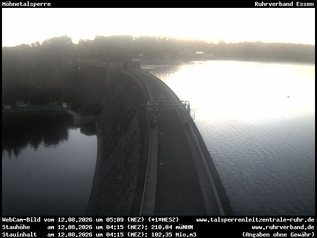 Archiv Foto Webcam Sperrmauer mit Blick auf den Möhnesee in Günne
