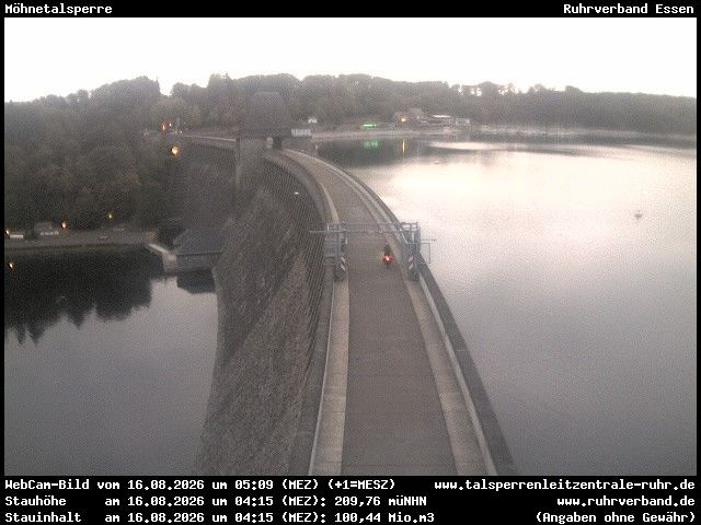 Archiv Foto Webcam Sperrmauer mit Blick auf den Möhnesee in Günne