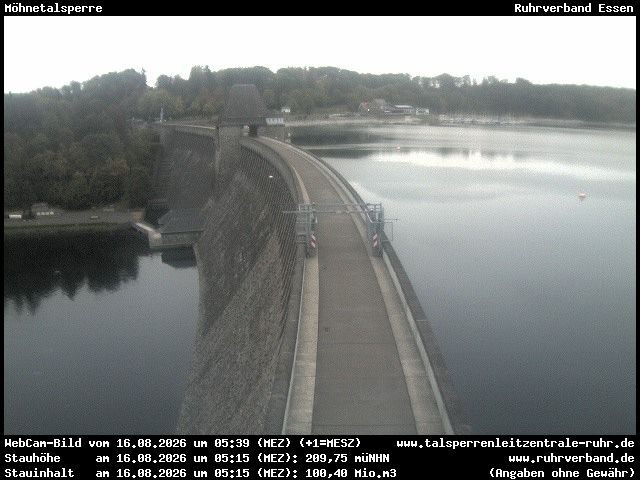 Archiv Foto Webcam Sperrmauer mit Blick auf den Möhnesee in Günne