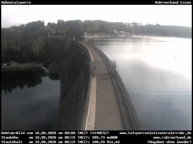 Archiv Foto Webcam Sperrmauer mit Blick auf den Möhnesee in Günne