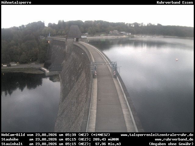Archiv Foto Webcam Sperrmauer mit Blick auf den Möhnesee in Günne