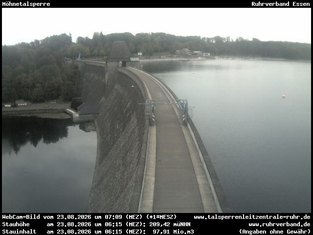 Archiv Foto Webcam Sperrmauer mit Blick auf den Möhnesee in Günne