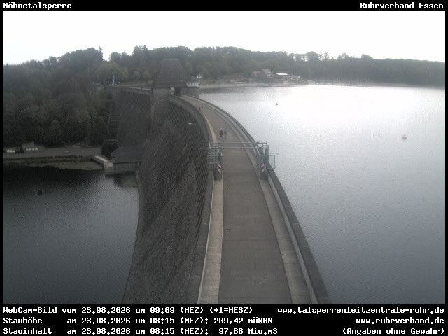 Archiv Foto Webcam Sperrmauer mit Blick auf den Möhnesee in Günne