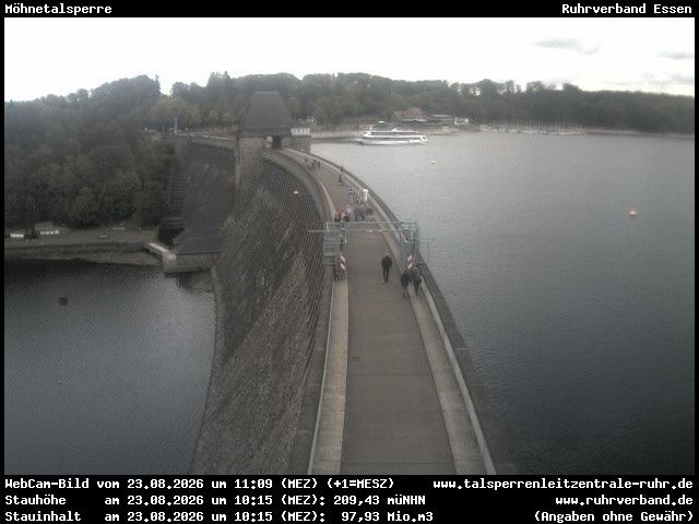 Archiv Foto Webcam Sperrmauer mit Blick auf den Möhnesee in Günne