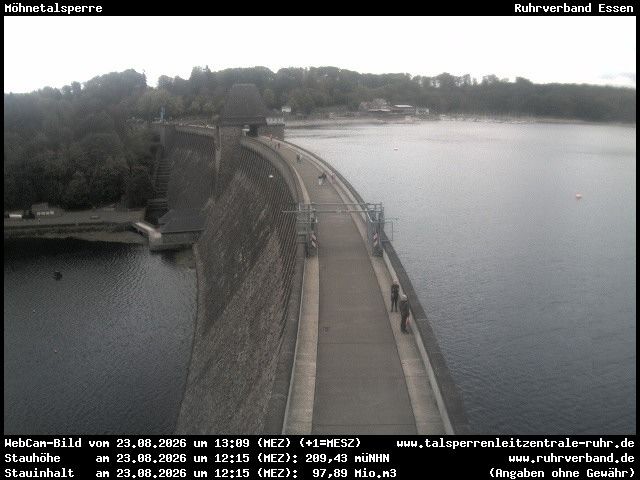 Archiv Foto Webcam Sperrmauer mit Blick auf den Möhnesee in Günne
