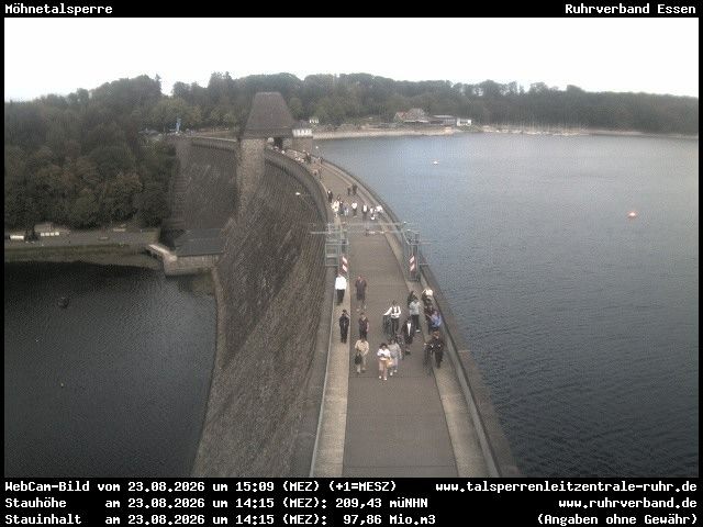 Archiv Foto Webcam Sperrmauer mit Blick auf den Möhnesee in Günne