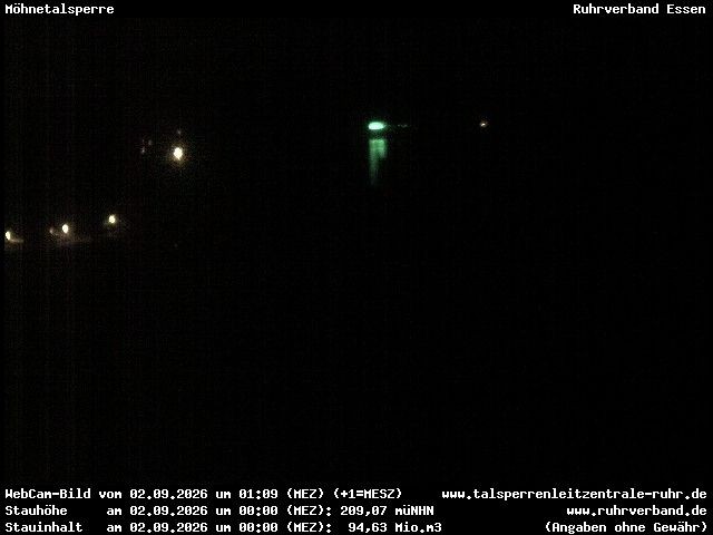 Archiv Foto Webcam Sperrmauer mit Blick auf den Möhnesee in Günne