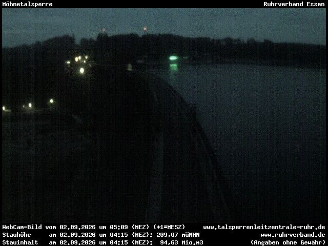 Archiv Foto Webcam Sperrmauer mit Blick auf den Möhnesee in Günne