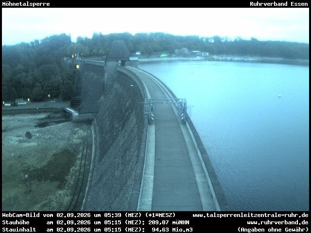 Archiv Foto Webcam Sperrmauer mit Blick auf den Möhnesee in Günne
