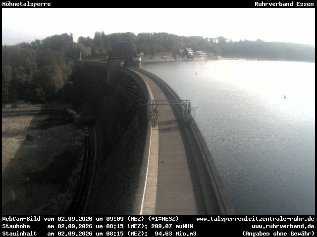 Archiv Foto Webcam Sperrmauer mit Blick auf den Möhnesee in Günne