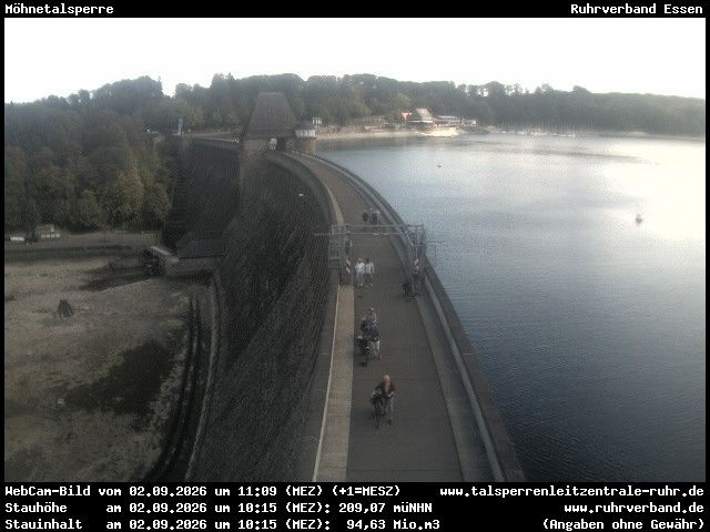 Archiv Foto Webcam Sperrmauer mit Blick auf den Möhnesee in Günne