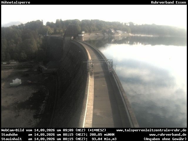 Archiv Foto Webcam Sperrmauer mit Blick auf den Möhnesee in Günne