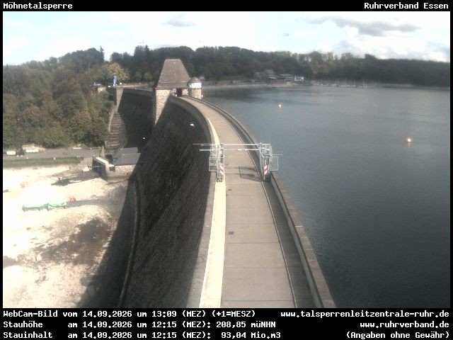 Archiv Foto Webcam Sperrmauer mit Blick auf den Möhnesee in Günne