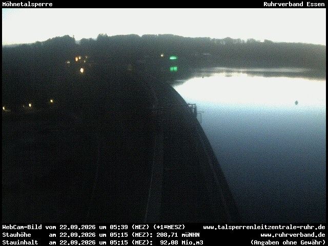 Archiv Foto Webcam Sperrmauer mit Blick auf den Möhnesee in Günne