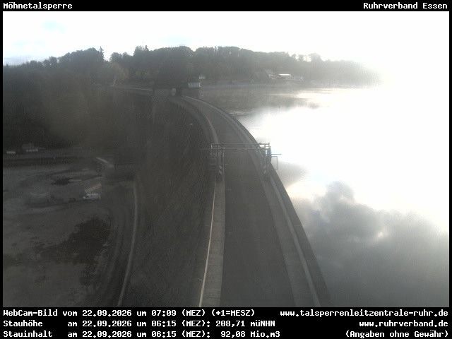 Archiv Foto Webcam Sperrmauer mit Blick auf den Möhnesee in Günne