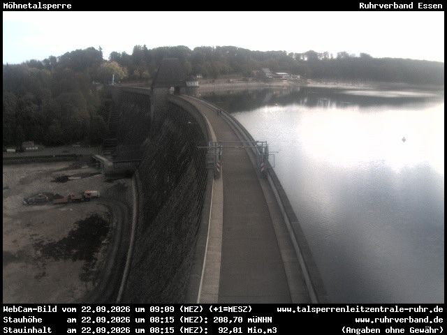 Archiv Foto Webcam Sperrmauer mit Blick auf den Möhnesee in Günne