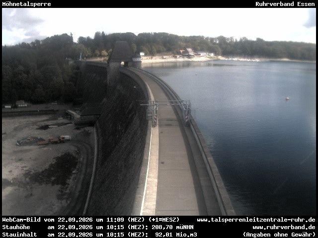 Archiv Foto Webcam Sperrmauer mit Blick auf den Möhnesee in Günne
