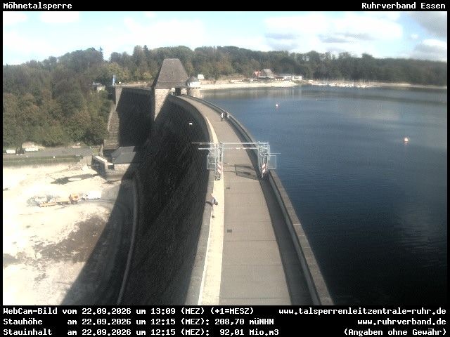 Archiv Foto Webcam Sperrmauer mit Blick auf den Möhnesee in Günne