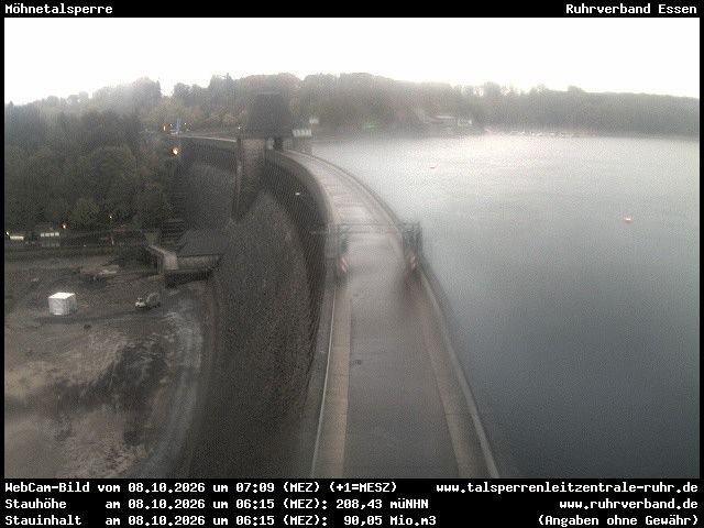 Archiv Foto Webcam Sperrmauer mit Blick auf den Möhnesee in Günne