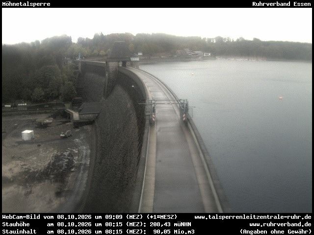 Archiv Foto Webcam Sperrmauer mit Blick auf den Möhnesee in Günne