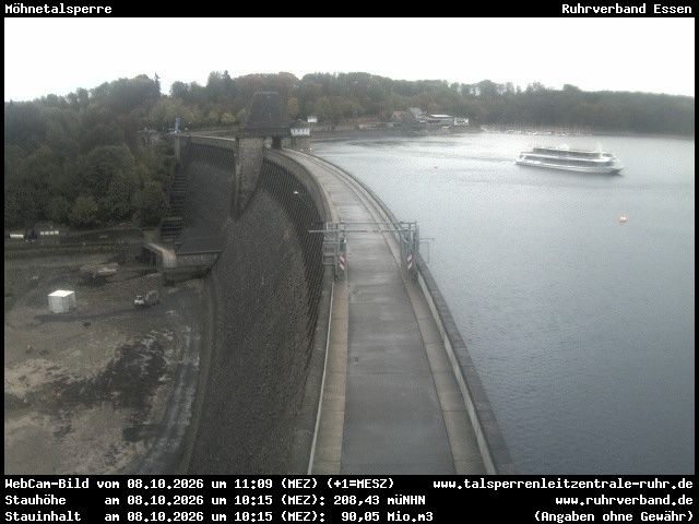 Archiv Foto Webcam Sperrmauer mit Blick auf den Möhnesee in Günne