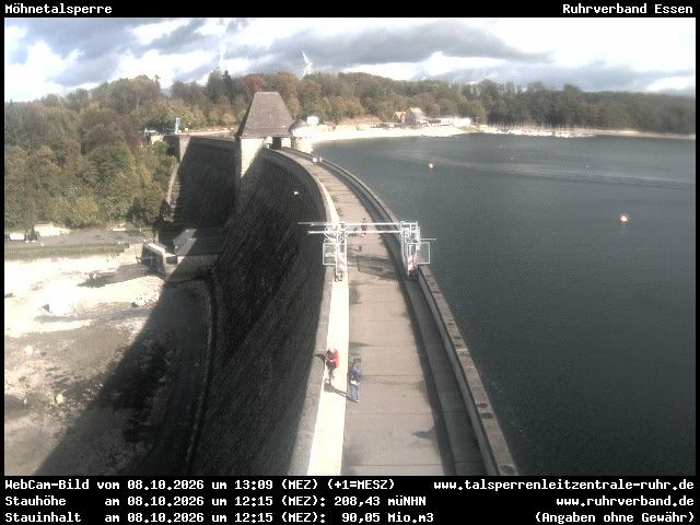 Archiv Foto Webcam Sperrmauer mit Blick auf den Möhnesee in Günne