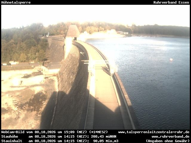 Archiv Foto Webcam Sperrmauer mit Blick auf den Möhnesee in Günne