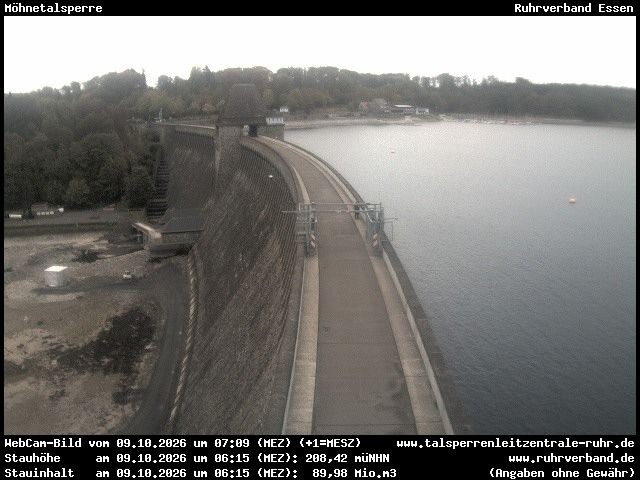 Archiv Foto Webcam Sperrmauer mit Blick auf den Möhnesee in Günne