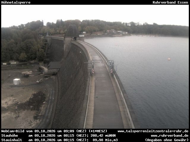 Archiv Foto Webcam Sperrmauer mit Blick auf den Möhnesee in Günne