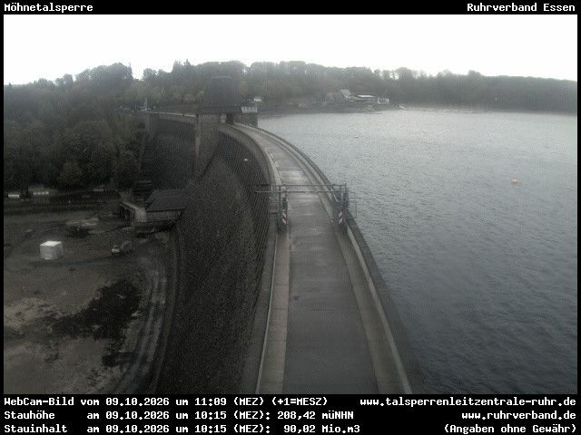 Archiv Foto Webcam Sperrmauer mit Blick auf den Möhnesee in Günne