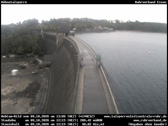 Archiv Foto Webcam Sperrmauer mit Blick auf den Möhnesee in Günne