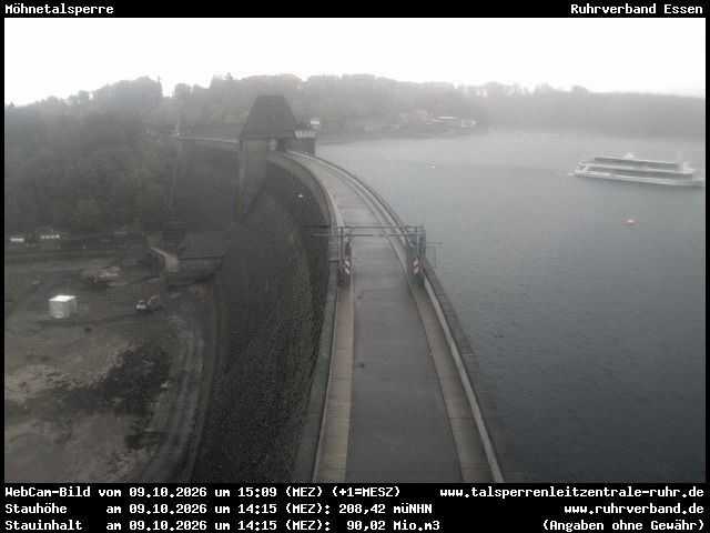 Archiv Foto Webcam Sperrmauer mit Blick auf den Möhnesee in Günne
