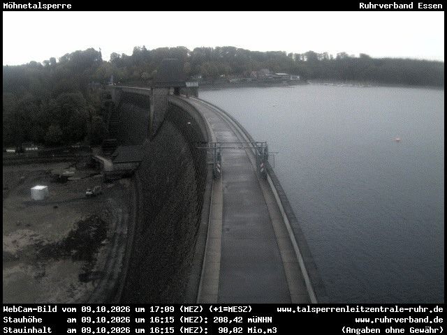 Archiv Foto Webcam Sperrmauer mit Blick auf den Möhnesee in Günne