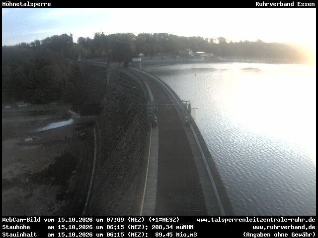 Archiv Foto Webcam Sperrmauer mit Blick auf den Möhnesee in Günne