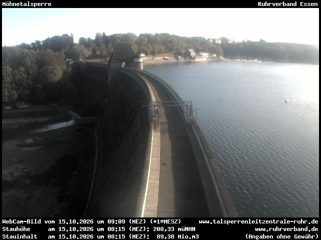 Archiv Foto Webcam Sperrmauer mit Blick auf den Möhnesee in Günne