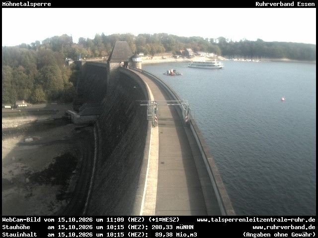 Archiv Foto Webcam Sperrmauer mit Blick auf den Möhnesee in Günne