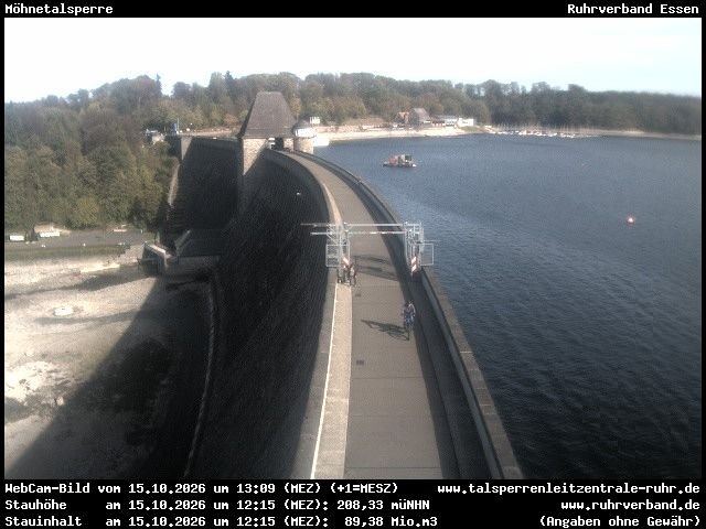 Archiv Foto Webcam Sperrmauer mit Blick auf den Möhnesee in Günne