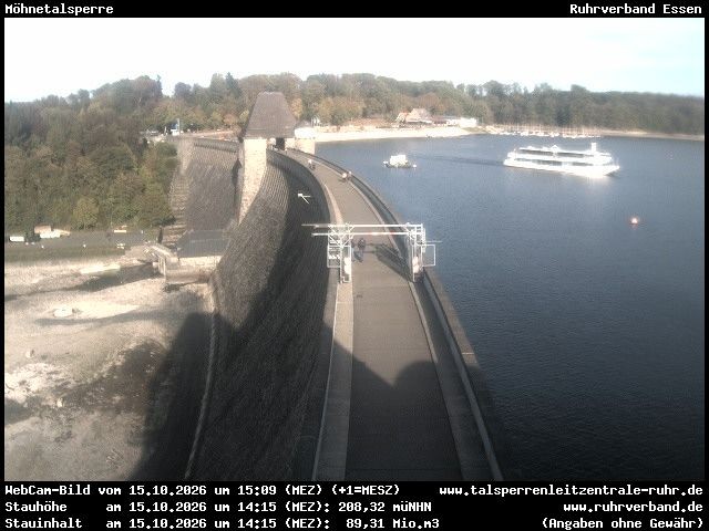 Archiv Foto Webcam Sperrmauer mit Blick auf den Möhnesee in Günne