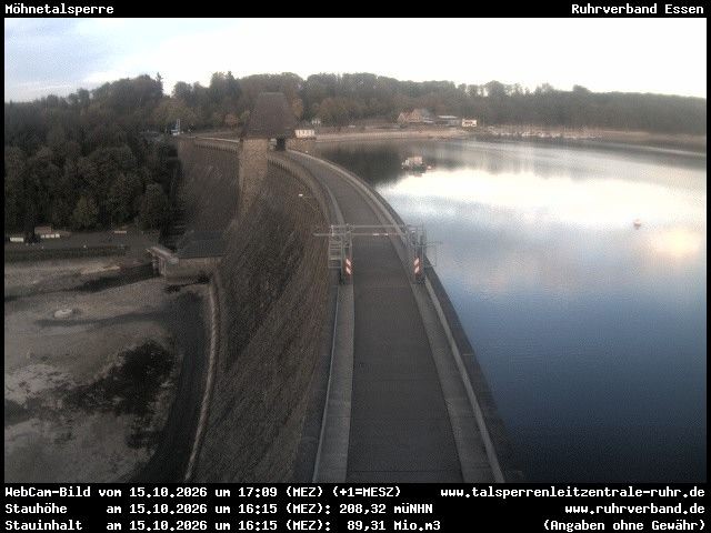 Archiv Foto Webcam Sperrmauer mit Blick auf den Möhnesee in Günne