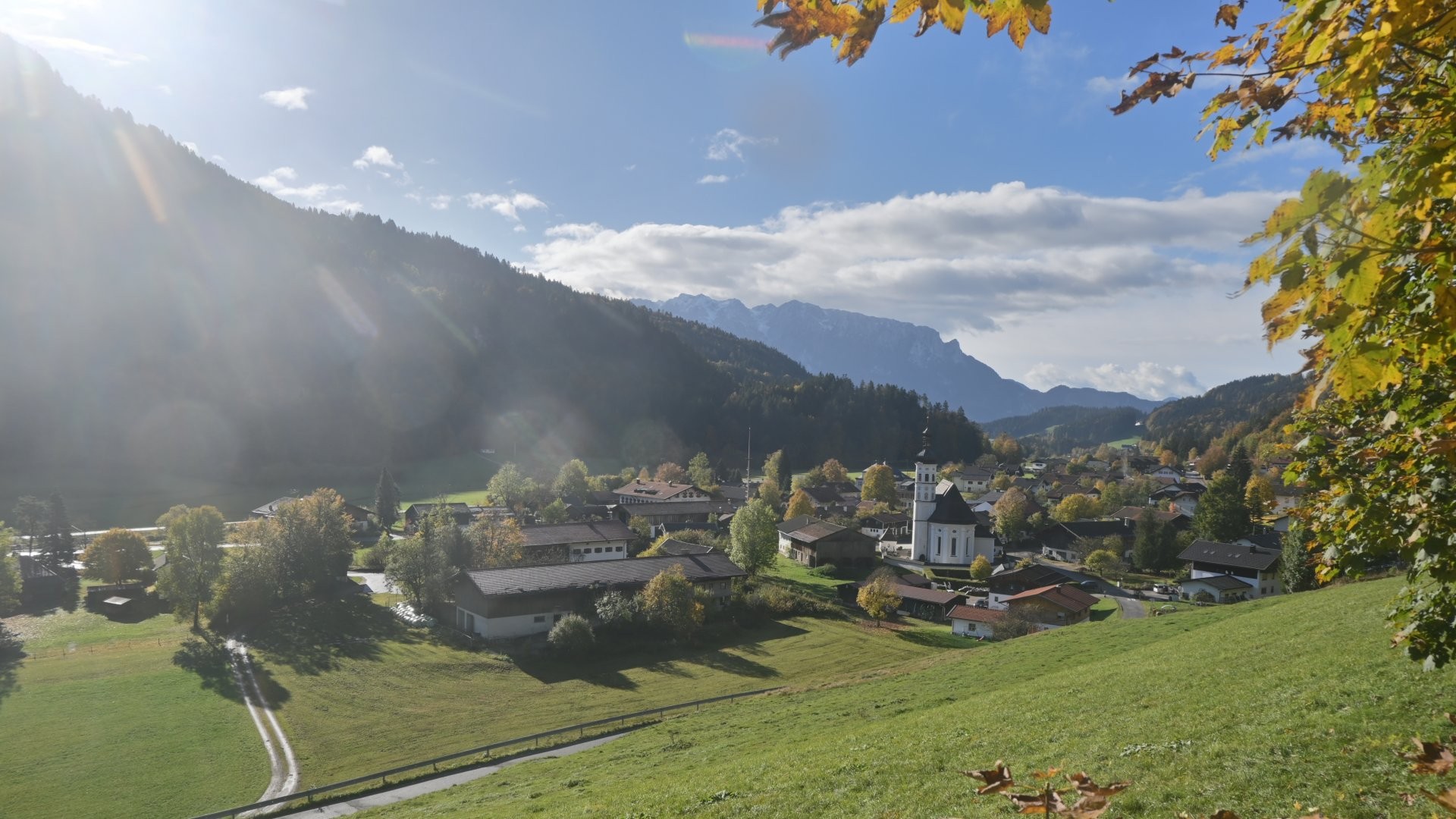 Archiv Foto Webcam Sachrang-Blick über Bergsteigerdorf