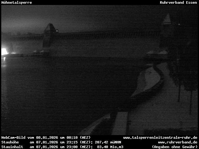 Archiv Foto Webcam Möhnetalsperre: Blick auf Staumauer