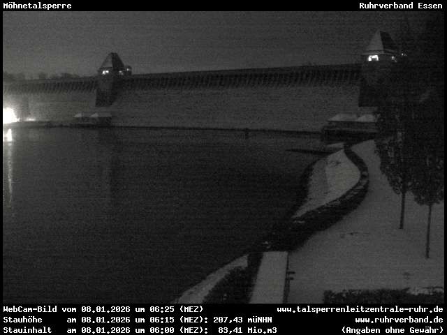 Archiv Foto Webcam Möhnetalsperre: Blick auf Staumauer