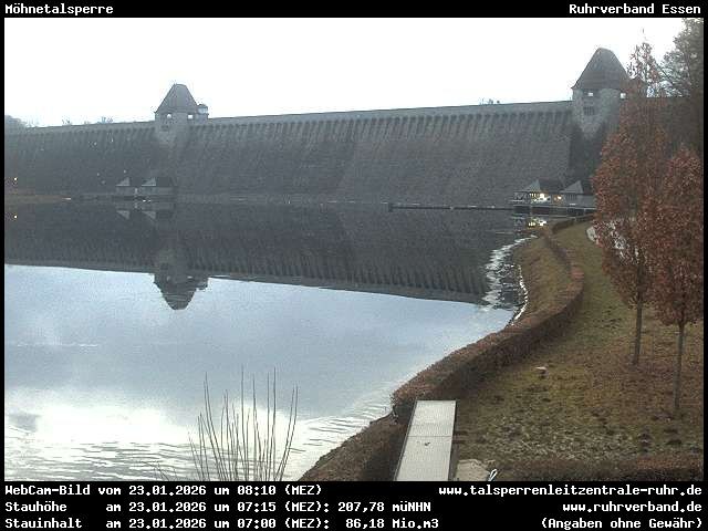 Archiv Foto Webcam Möhnetalsperre: Blick auf Staumauer