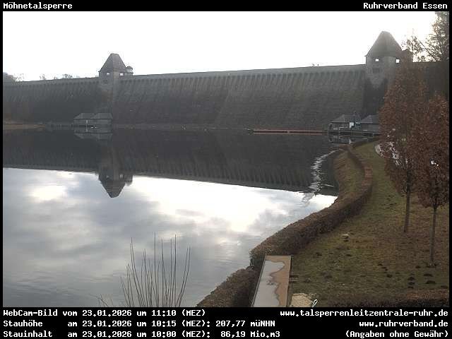 Archiv Foto Webcam Möhnetalsperre: Blick auf Staumauer