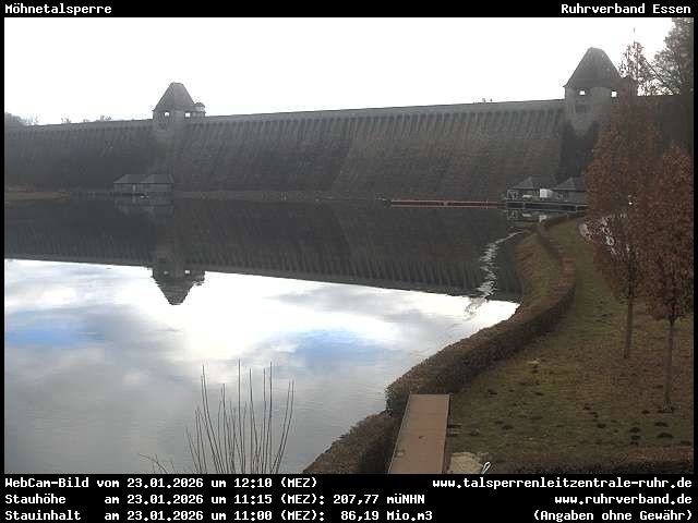 Archiv Foto Webcam Möhnetalsperre: Blick auf Staumauer