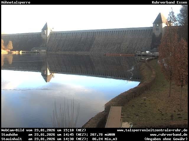 Archiv Foto Webcam Möhnetalsperre: Blick auf Staumauer