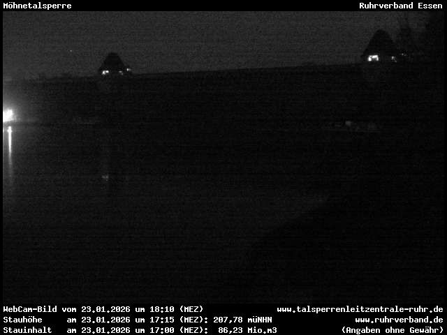 Archiv Foto Webcam Möhnetalsperre: Blick auf Staumauer